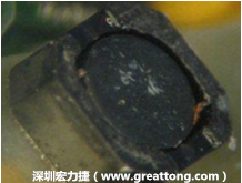 使用銀(Ag)鍍層的電源電感器(Power Inductors)，經(jīng)過(guò)推力測(cè)試后，零件端點(diǎn)上已經(jīng)看不到任何鍍層的痕跡了，所以其耐推力就比較小。
