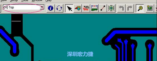 如果圖形像下圖一樣無法顯示鉆孔，只須圖（186）將紅色圈住的活動層改為當(dāng)前顯示層即可。