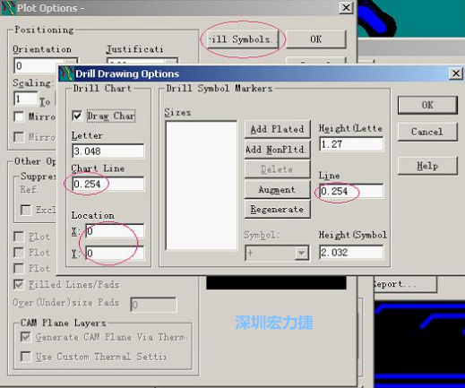 轉(zhuǎn)孔圖時(shí)也需在Customize Document欄點(diǎn)擊Option，在彈出的Plot Options-窗口中選擇Drill Symbols
