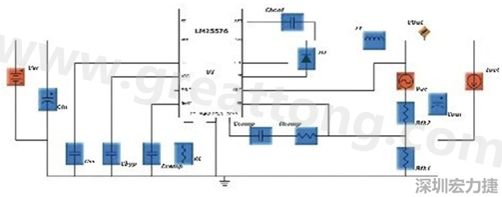 參考圖1的電流通路：把FET在導(dǎo)通狀態(tài)下流經(jīng)的通路標(biāo)記為紅色；把FET在關(guān)斷狀態(tài)下的迴路標(biāo)記為綠色。