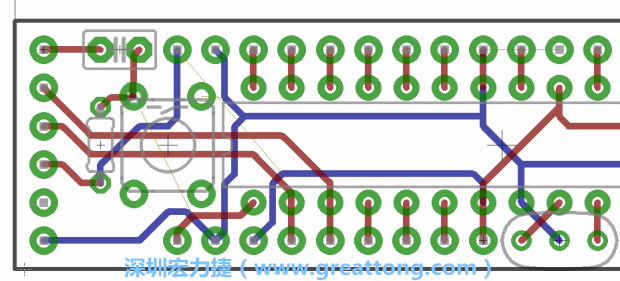 4.2. 然后在電路板的背面進(jìn)行布線。