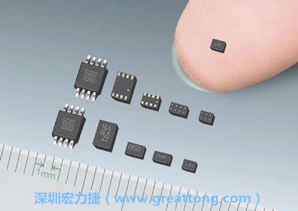 常規(guī)IC與WLP制作的封裝設(shè)計(jì)元件，尺寸有極大的差異，WLP僅需晶粒尺寸就有相同的電氣特性。