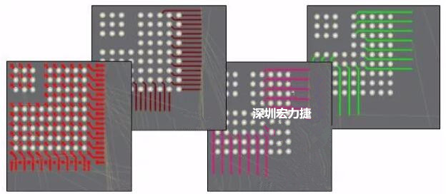 扇出及逃逸時(shí)布線是根據(jù)適用的設(shè)計(jì)規(guī)則來(lái)進(jìn)行的。